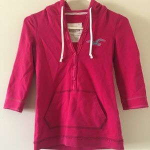 Hollister 3/4 Sleeve Button Up Hoodie